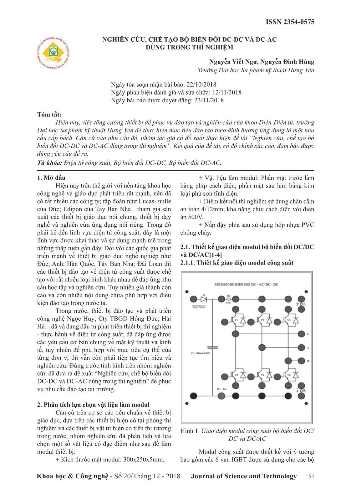 Nghiên cứu, chế tạo bộ biến đổi DC-DC và DC-AC dùng trong thí nghiệm trang 1