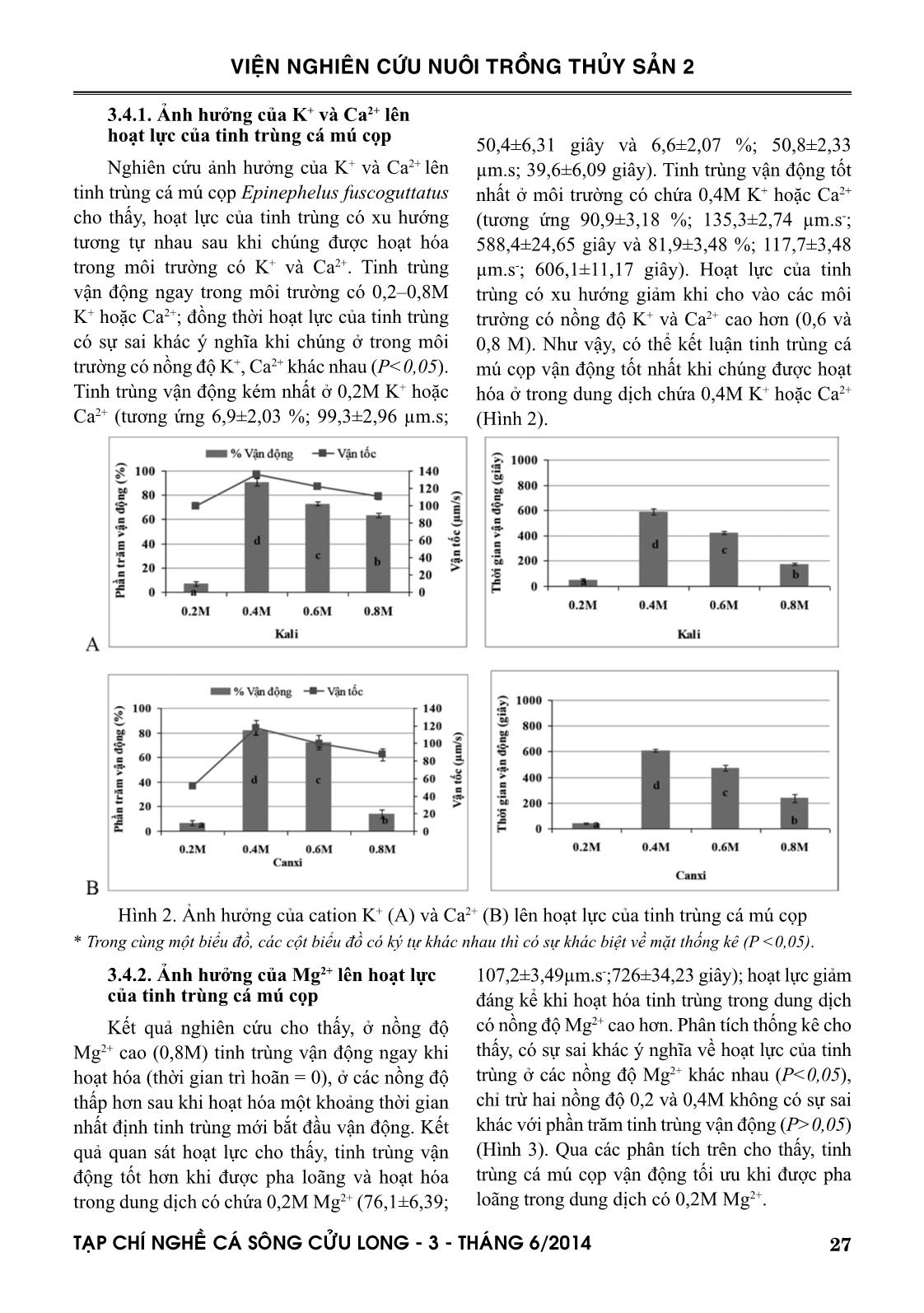 Một số đặc tính của tinh trùng và ảnh hưởng các cation lên hoạt lực của tinh trùng cá mú cọp (Epinephelus fuscoguttatus Forsskal, 1775) trang 5