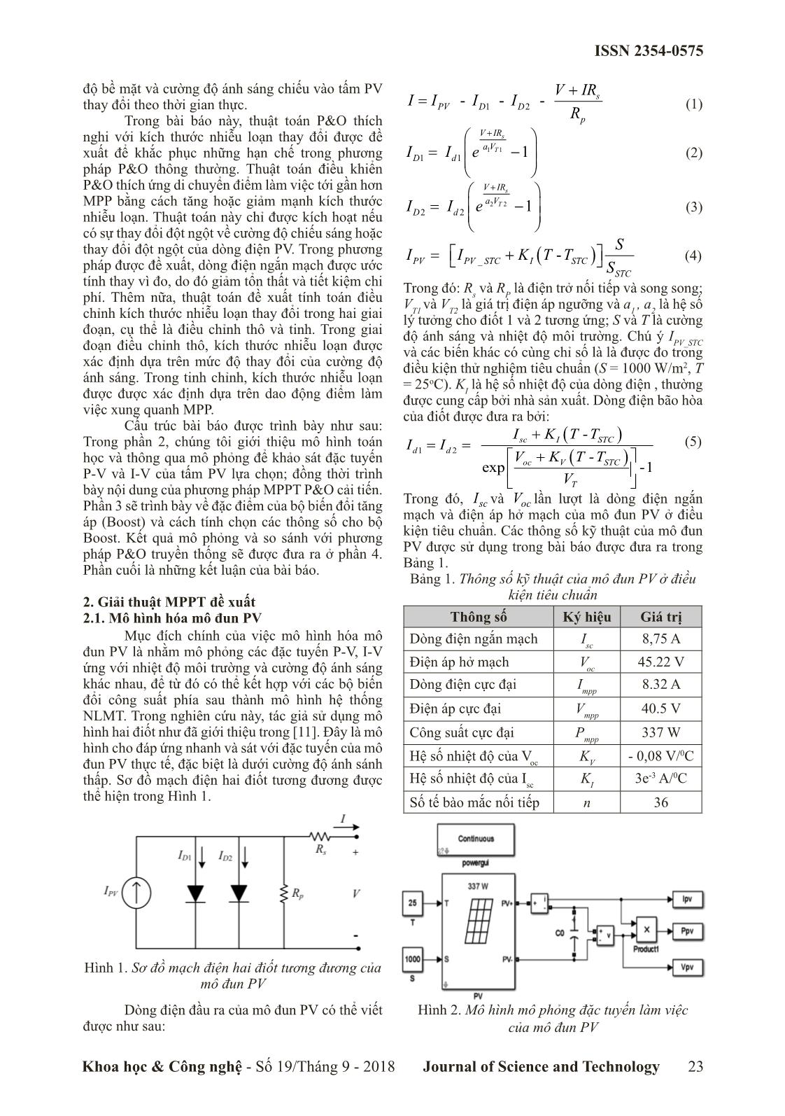 Phương pháp bám điểm công suất cực đại PO cải tiến cho hệ thống quang điện trong điều kiện chiếu sáng thay đổi nhanh trang 2
