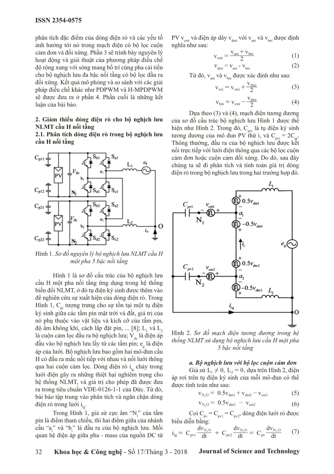 Kỹ thuật điều chế nhằm giảm dòng điện rò cho bộ nghịch lưu đa bậc nối tầng không biến áp trong hệ thống năng lượng mặt trời nối lưới trang 2