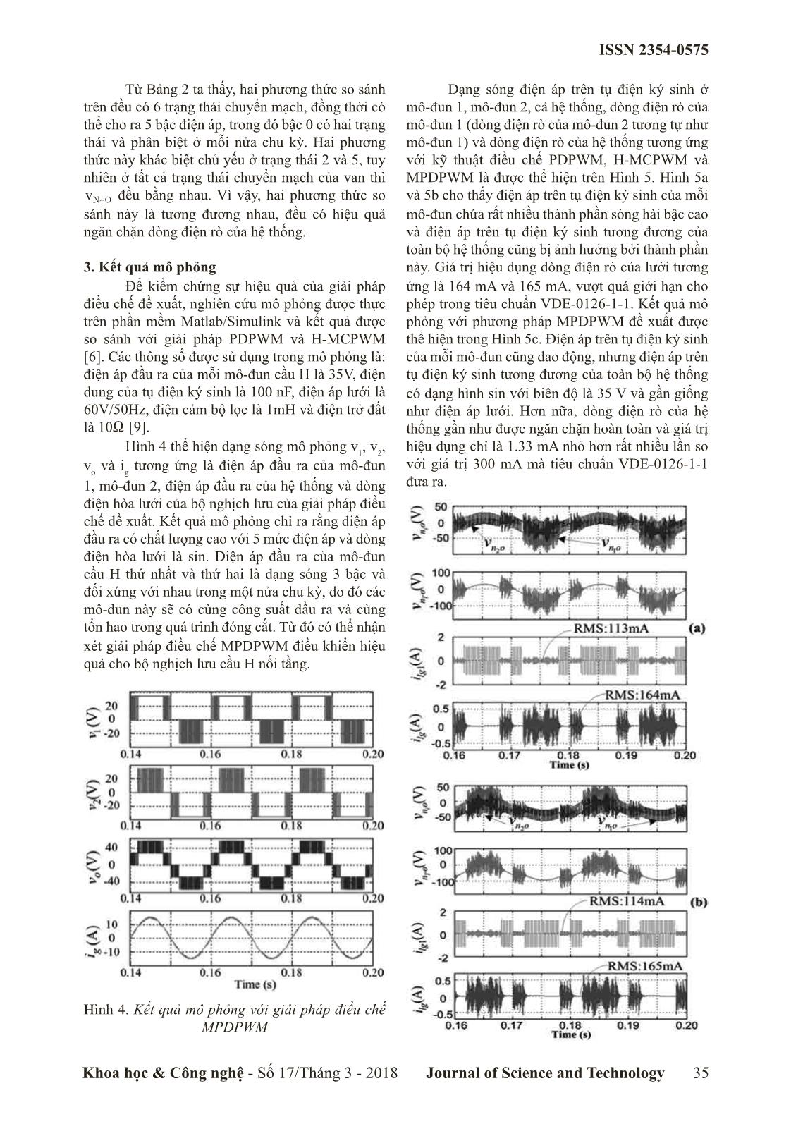 Kỹ thuật điều chế nhằm giảm dòng điện rò cho bộ nghịch lưu đa bậc nối tầng không biến áp trong hệ thống năng lượng mặt trời nối lưới trang 5