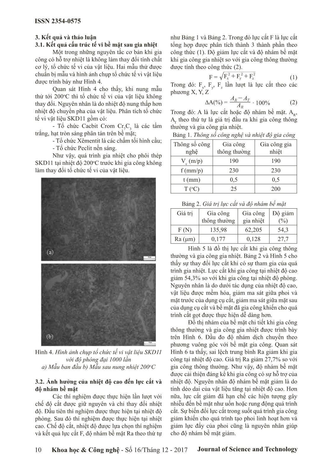 Nghiên cứu ảnh hưởng của quá trình gia nhiệt đến lực cắt và nhám bề mặt khi phay thép SKD11 trang 3