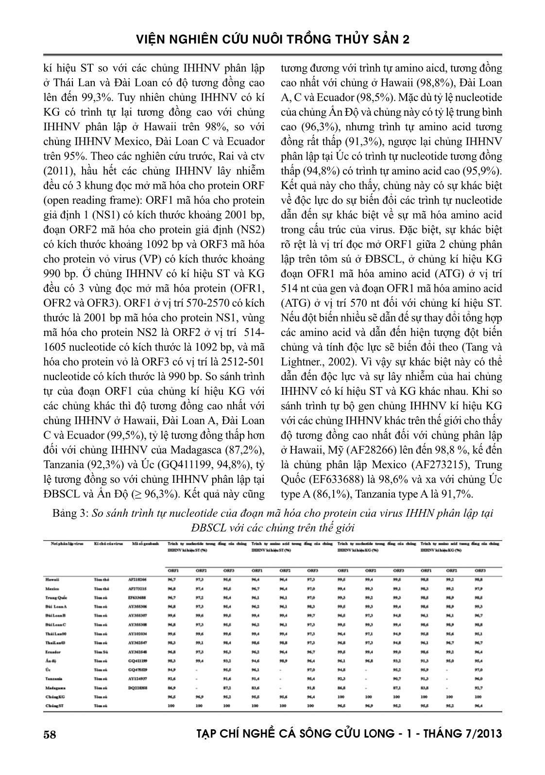 Đặc trưng di truyền của chủng IHHNV phân lập tôm nuôi ở đồng bằng sông Cửu Long trang 10