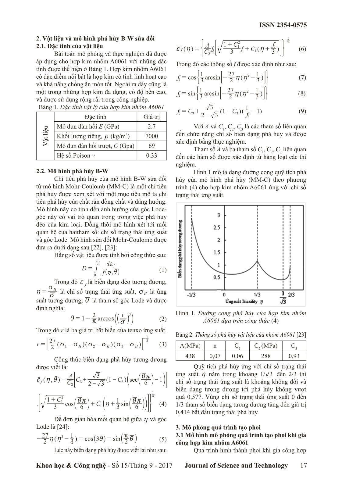 Nghiên cứu sự biến dạng của phoi khi mô phỏng quá trình gia công hợp kim nhôm A6061 trang 2
