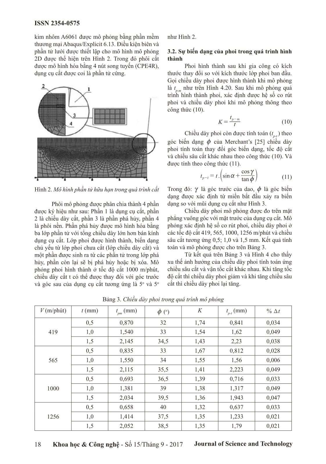 Nghiên cứu sự biến dạng của phoi khi mô phỏng quá trình gia công hợp kim nhôm A6061 trang 3