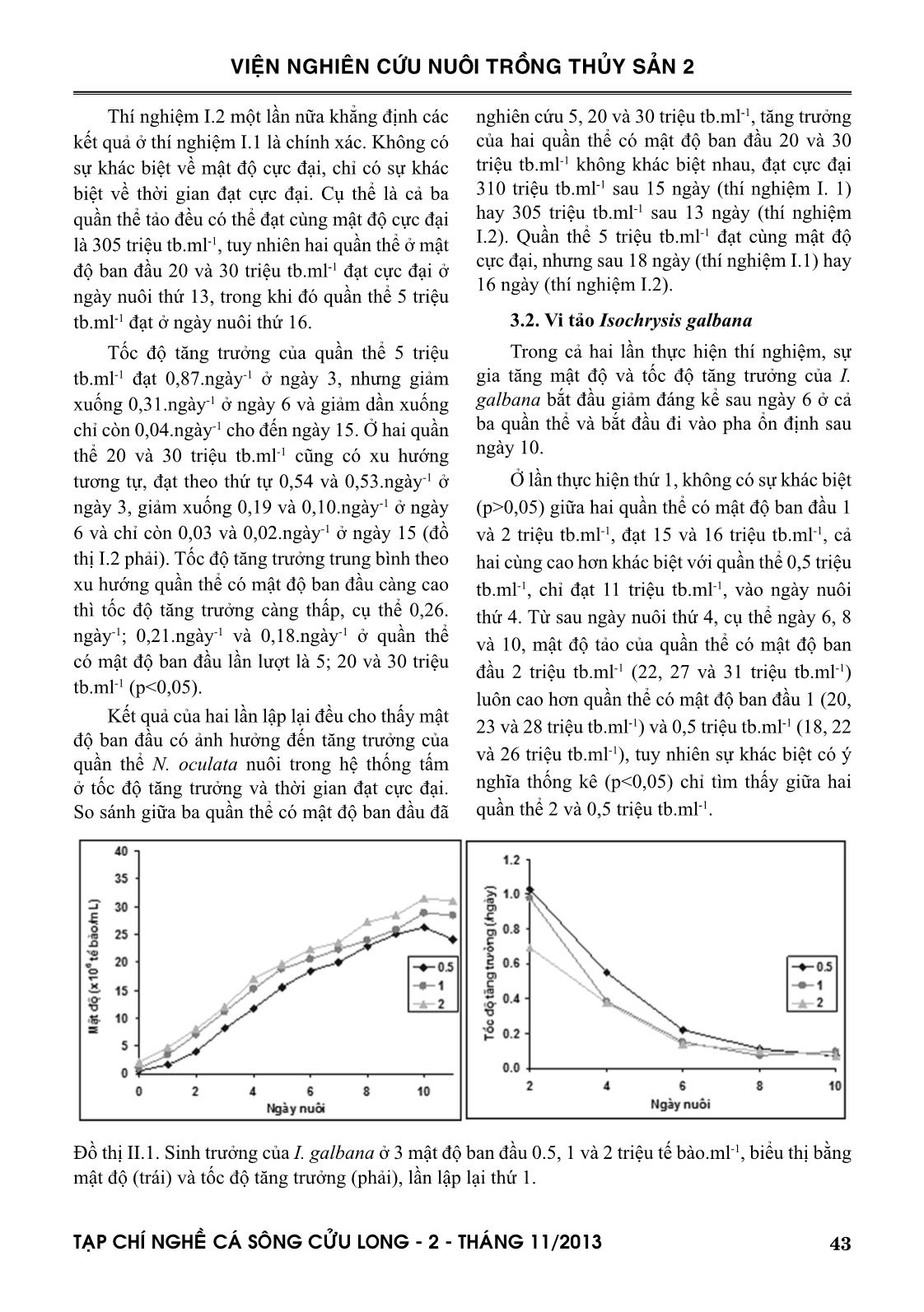 Ảnh hưởng của mật độ ban đầu lên sinh trưởng vi tảo Nannochloropsis oculata & Isochrysis galbana nuôi trong hệ thống tấm trang 5