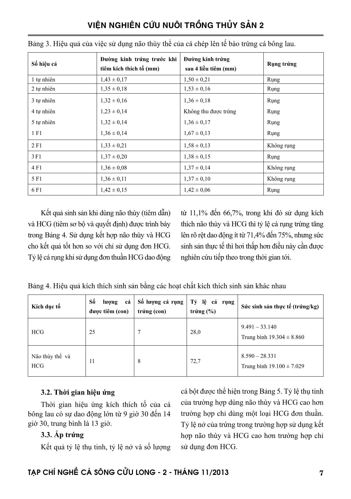 So sánh hiệu quả sử dụng kích thích tố khác nhau kích thích sinh sản cá bông lau (Pangasius krempfi) trong điều kiện nuôi nhốt trang 5