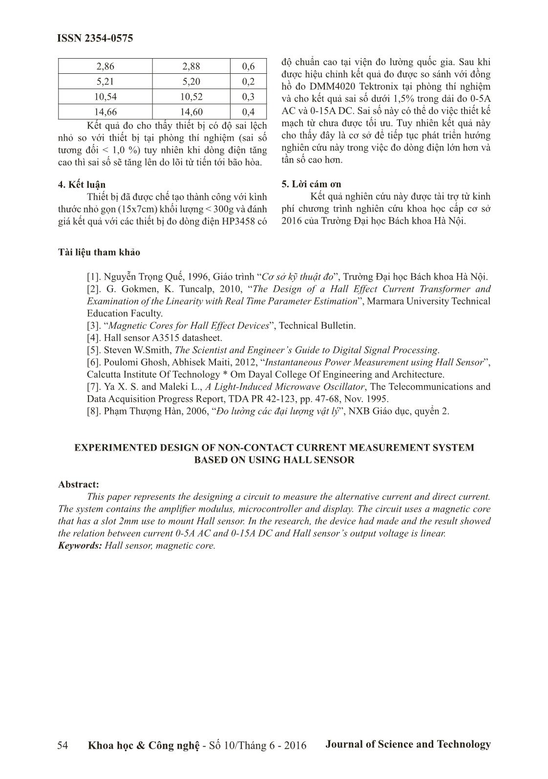Thiết kế thử nghiệm mạch đo dòng điện không tiếp xúc trên cơ sở sử dụng cảm biến Hall trang 5