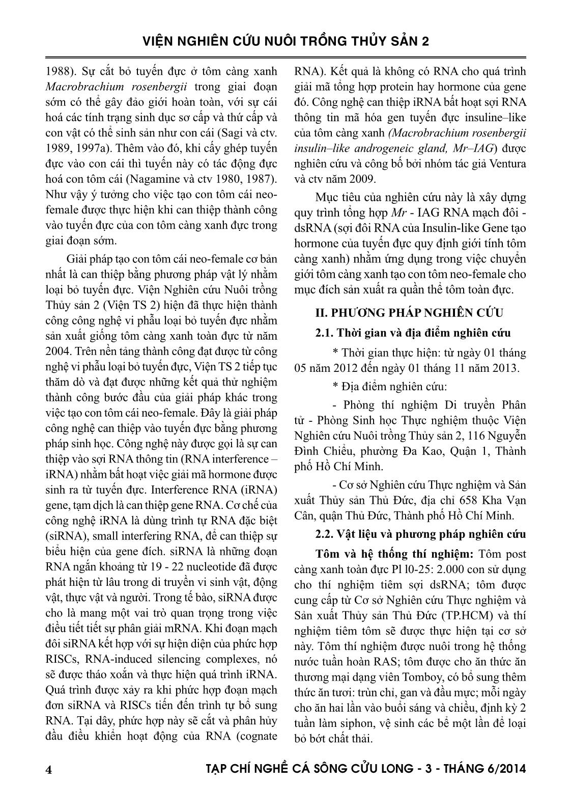 Tạp chí Nghề cá sông Cửu Long - Số 03/2014 trang 4