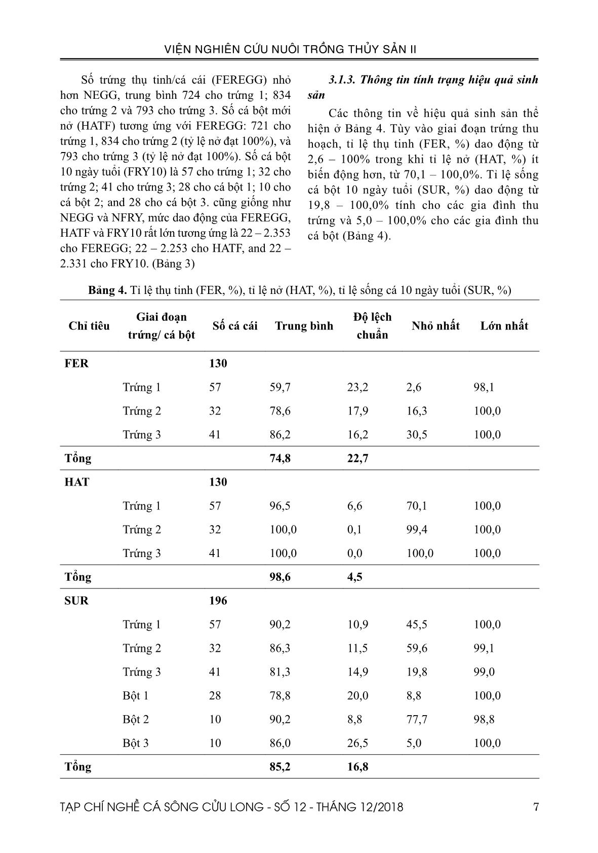 Tạp chí Nghề cá sông Cửu Long - Số 12 - Tháng 12/2018 trang 7