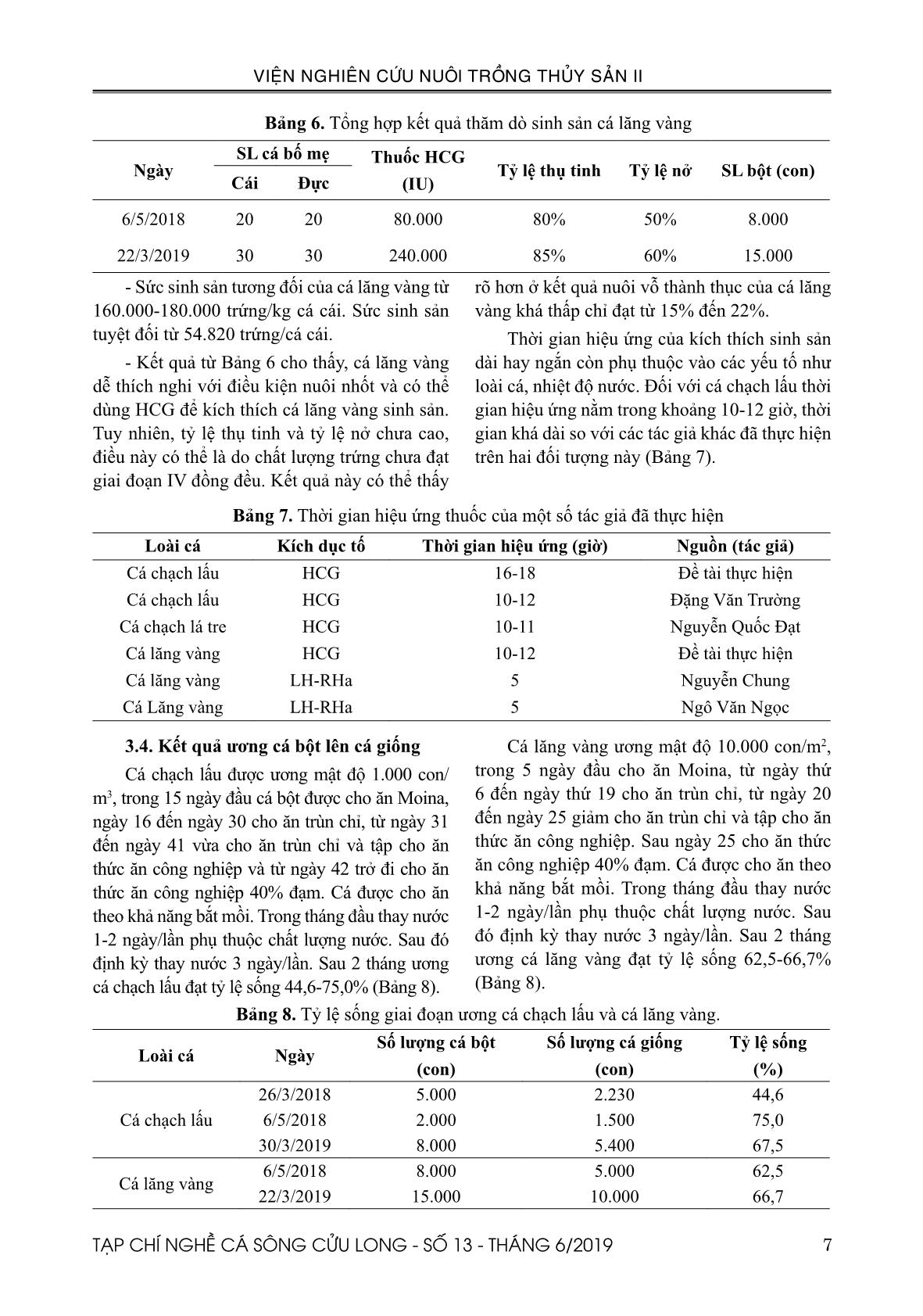 Tạp chí Nghề cá sông Cửu Long - Số 13 - Tháng 6/2019 trang 7