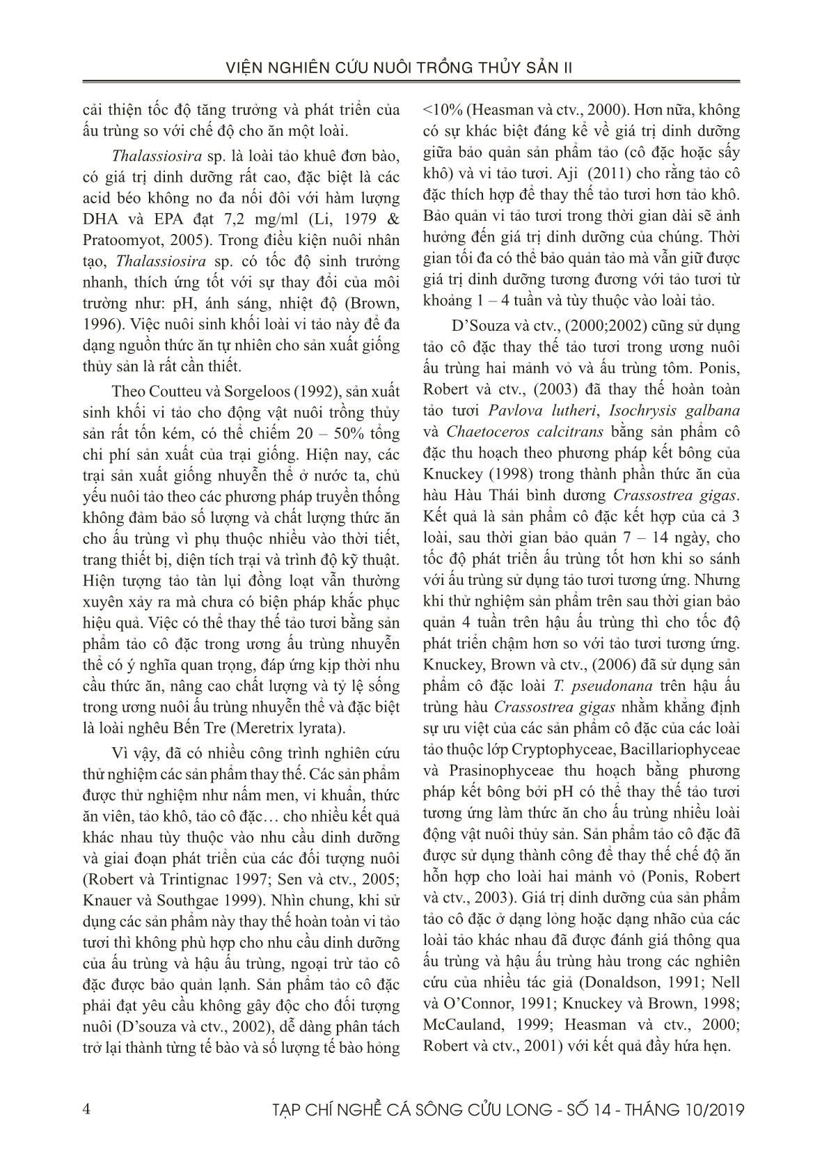 Tạp chí Nghề cá sông Cửu Long - Số 14 - Tháng 10/2019 trang 4