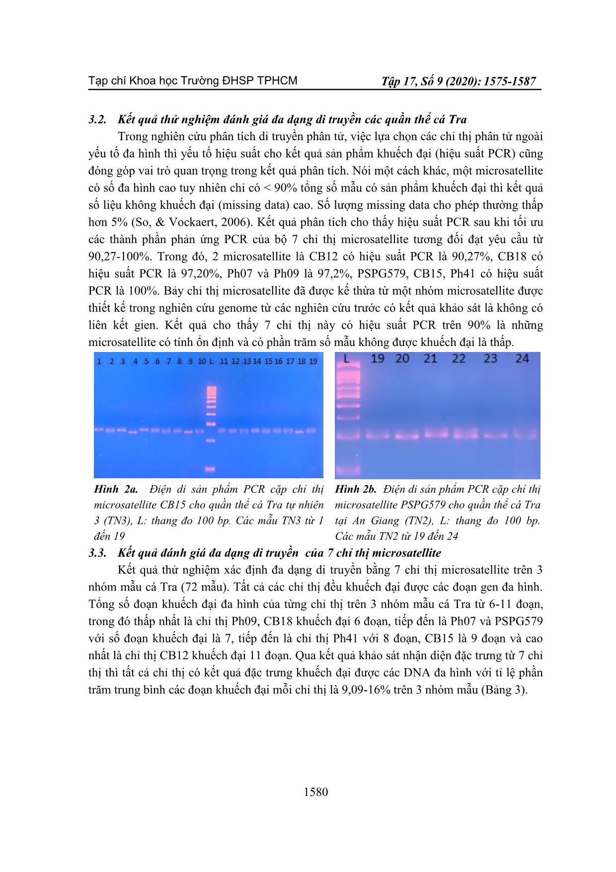 Hiệu chỉnh các thành phần cho phản ứng PCR của các microsatellite và nghiên cứu đa dạng di truyền các quần thể cá tra (Pangasianodon hypophthalmus) trang 6