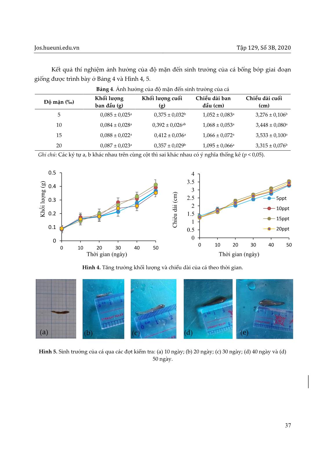 Ảnh hưởng của độ mặn đến tốc độ sinh trưởng, tỷ lệ sống và hệ số chuyển hóa thức ăn của cá bống bớp (Bostrychus sinensis) giai đoạn giống trang 7