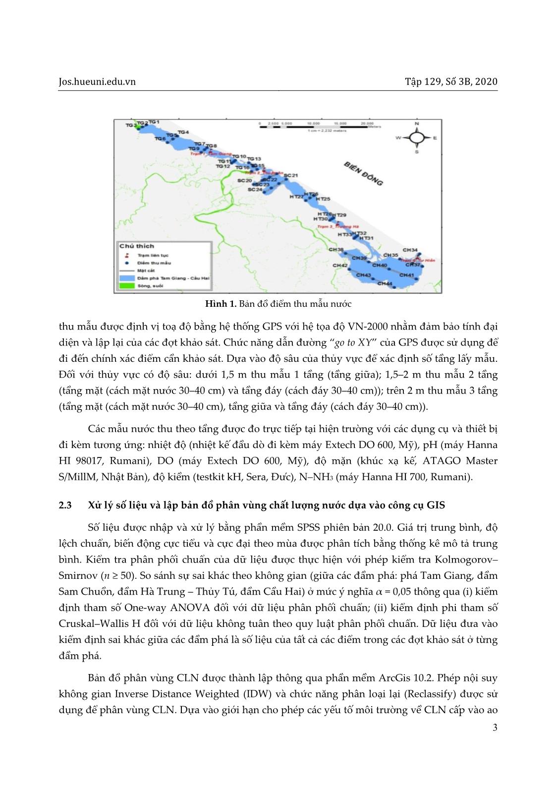 Phân vùng chất lượng nước cho nuôi tôm ở đầm phá Tam Giang – Cầu Hai, tỉnh Thừa Thiên Huế với sự hỗ trợ của GIS trang 3