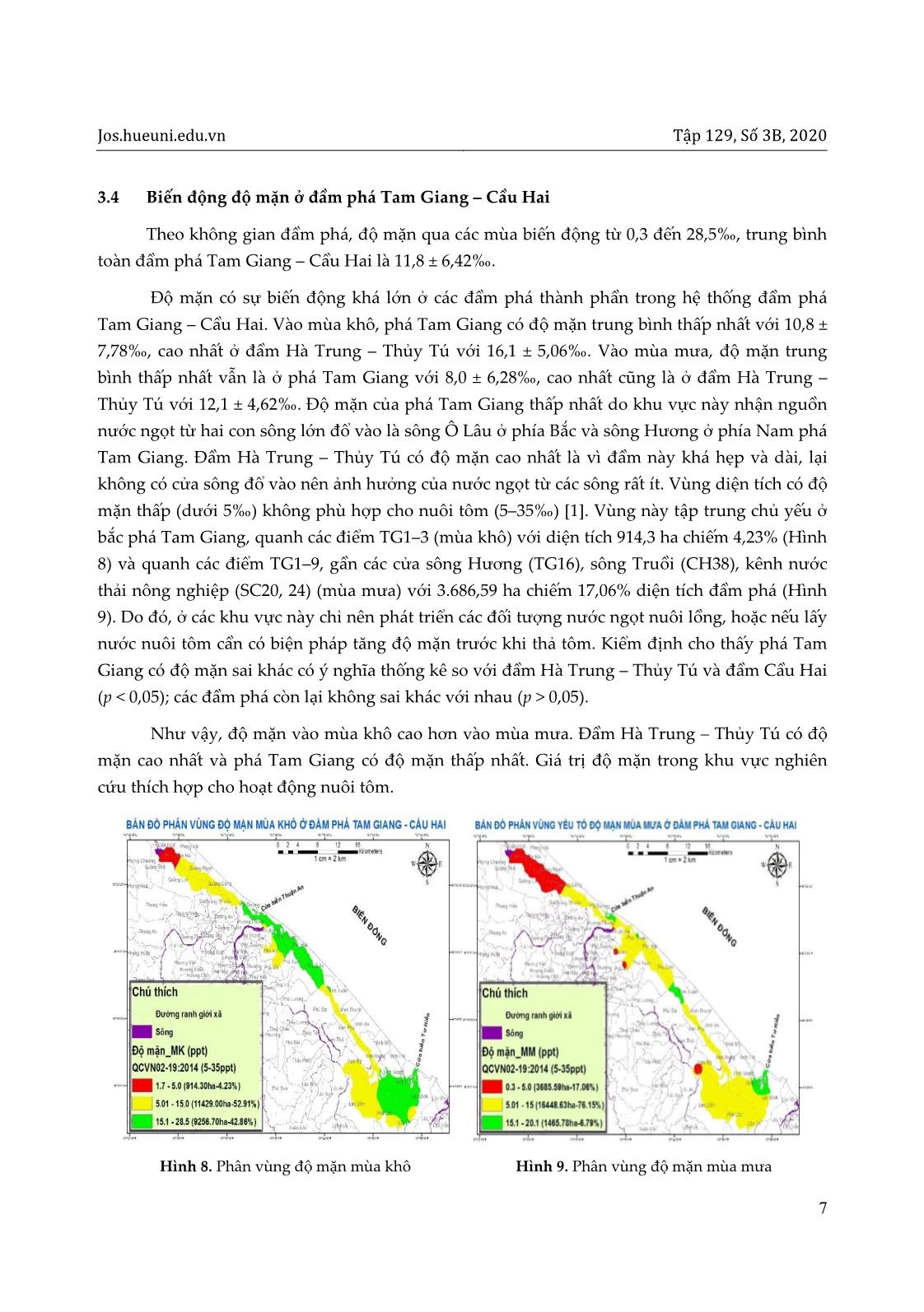 Phân vùng chất lượng nước cho nuôi tôm ở đầm phá Tam Giang – Cầu Hai, tỉnh Thừa Thiên Huế với sự hỗ trợ của GIS trang 7