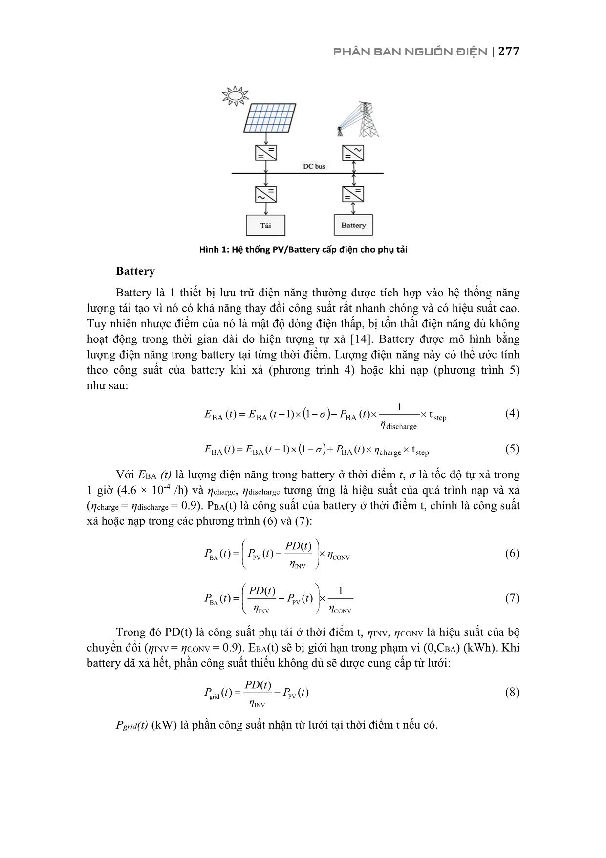 Xây dựng mô hình tính toán độ phụ thuộc vào lưới của hệ thống năng lượng mặt trời/battery dựa trên tổng lượng bức xạ hàng năm trang 3