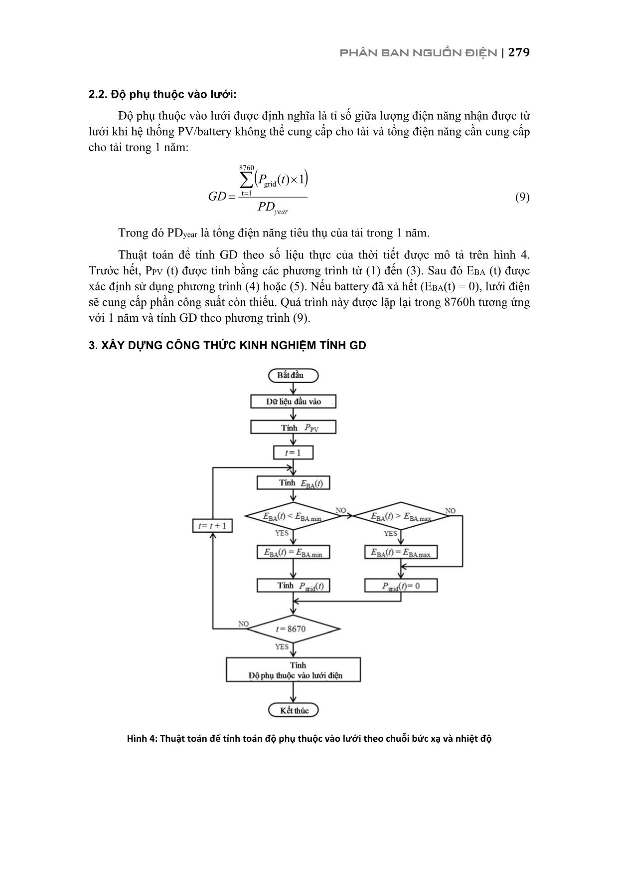 Xây dựng mô hình tính toán độ phụ thuộc vào lưới của hệ thống năng lượng mặt trời/battery dựa trên tổng lượng bức xạ hàng năm trang 5