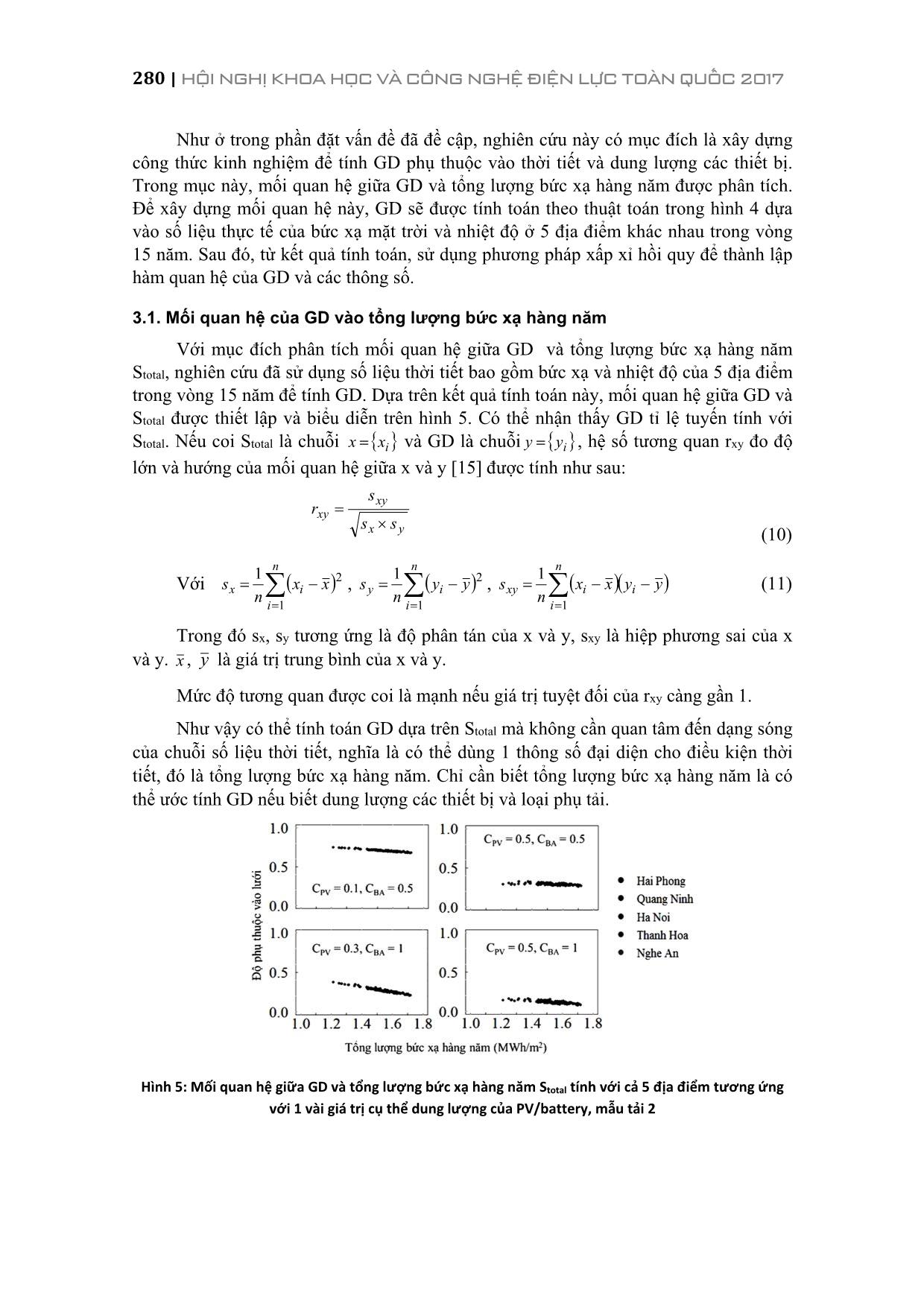 Xây dựng mô hình tính toán độ phụ thuộc vào lưới của hệ thống năng lượng mặt trời/battery dựa trên tổng lượng bức xạ hàng năm trang 6