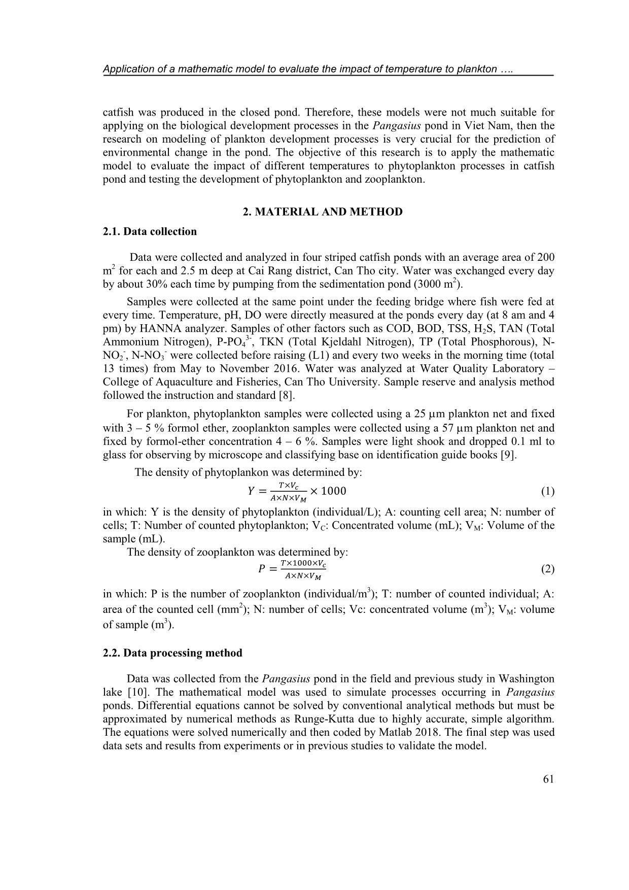 Application of a mathematic model to evaluate the impact of temperature to plankton development processes in the pangasius (Pangasianodon hypophthalmus) production pond in Viet Nam trang 3