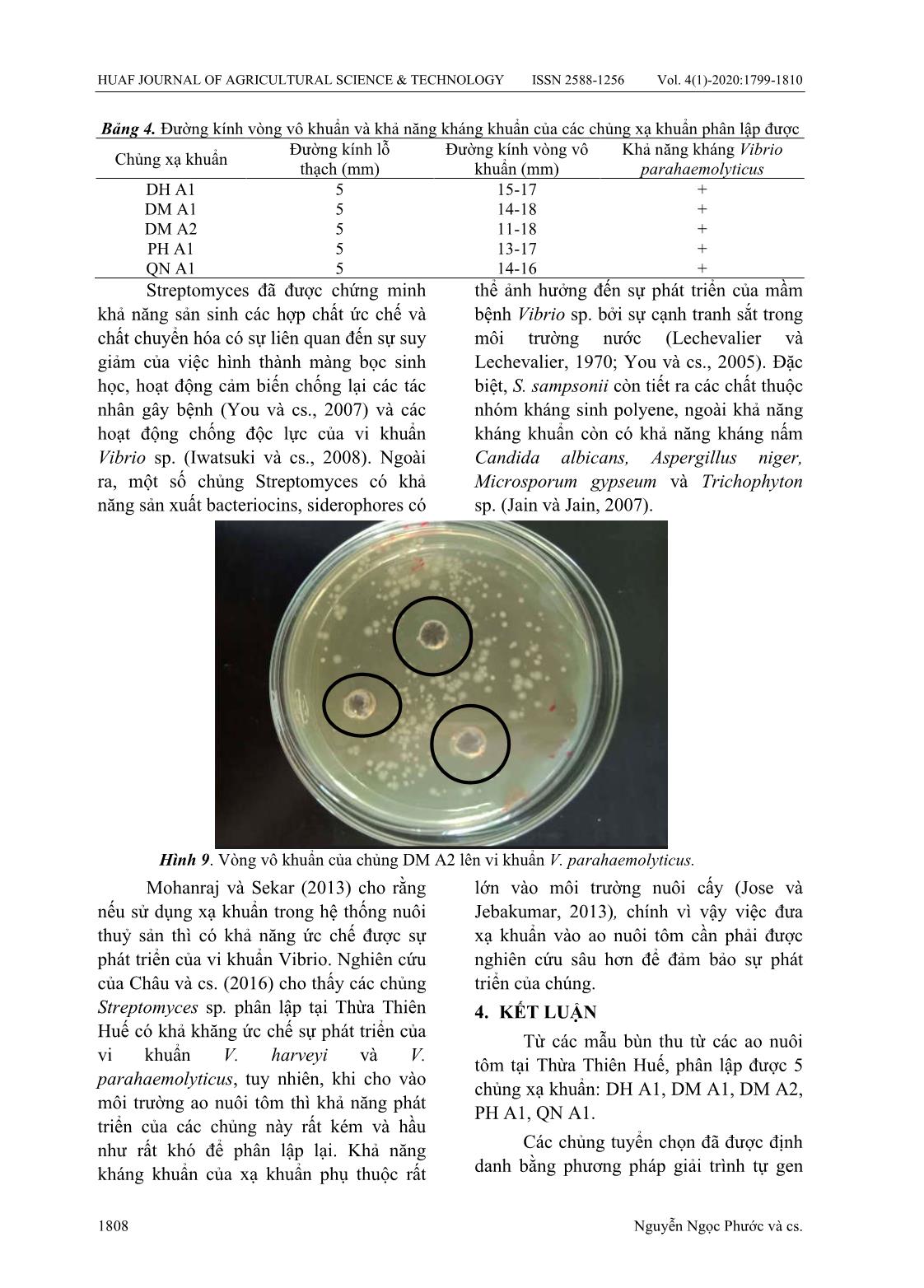Nghiên cứu một số đặc tính sinh hoá của các chủng xạ khuẩn phân lập được từ các ao nuôi tôm thâm canh tại Thừa Thiên Huế trang 10