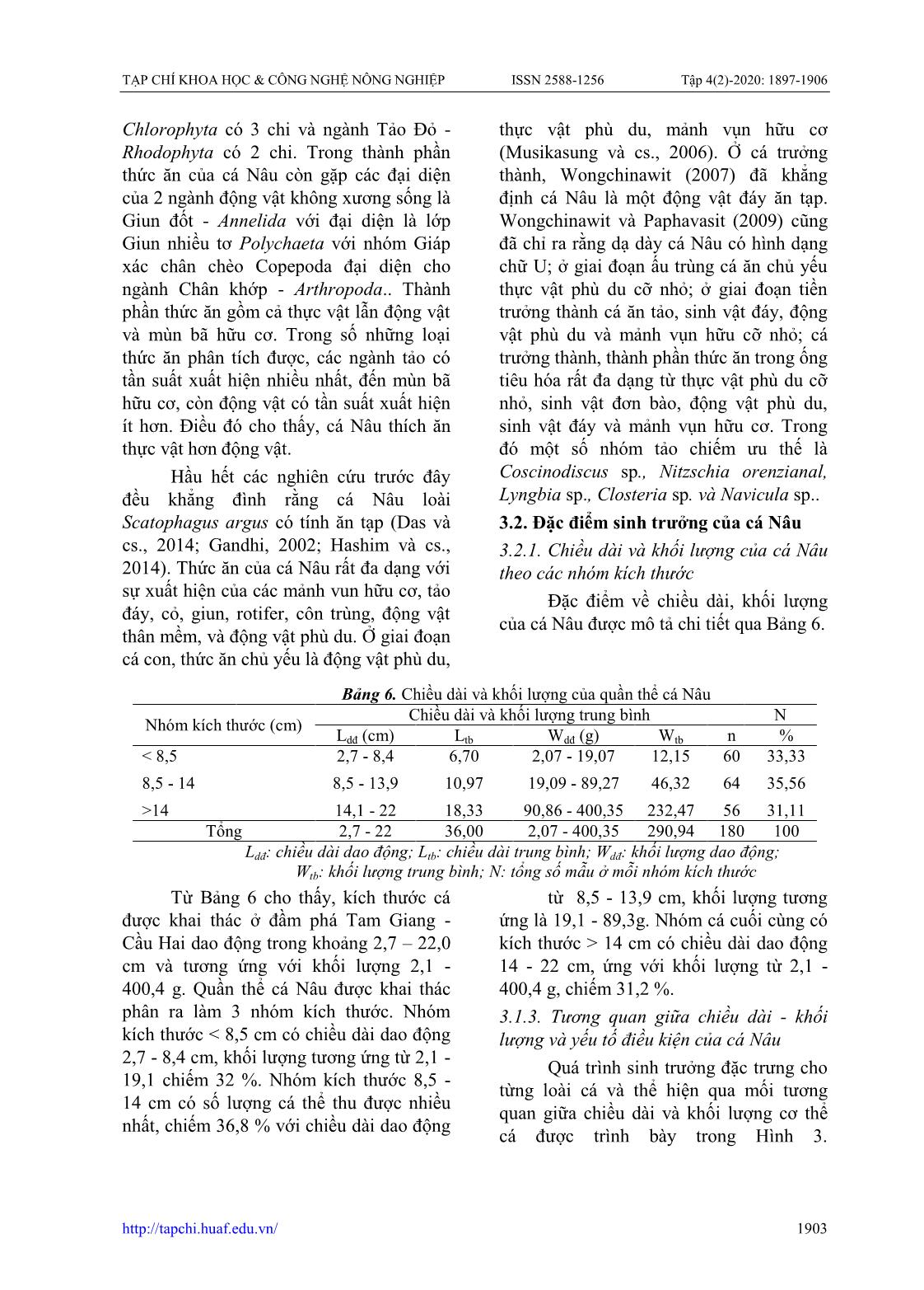 Đặc điểm dinh dưỡng và sinh trưởng của cá nâu Scatophagus argus (Linnaeus, 1776) phân bố ở đầm phá Tam Giang trang 7