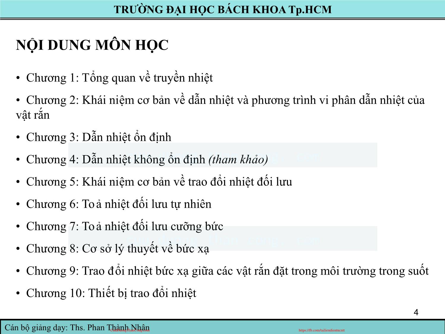 Bài giảng Truyền nhiệt - Chương 1: Tổng quan về truyền nhiệt - Phan Thành Nhân trang 4