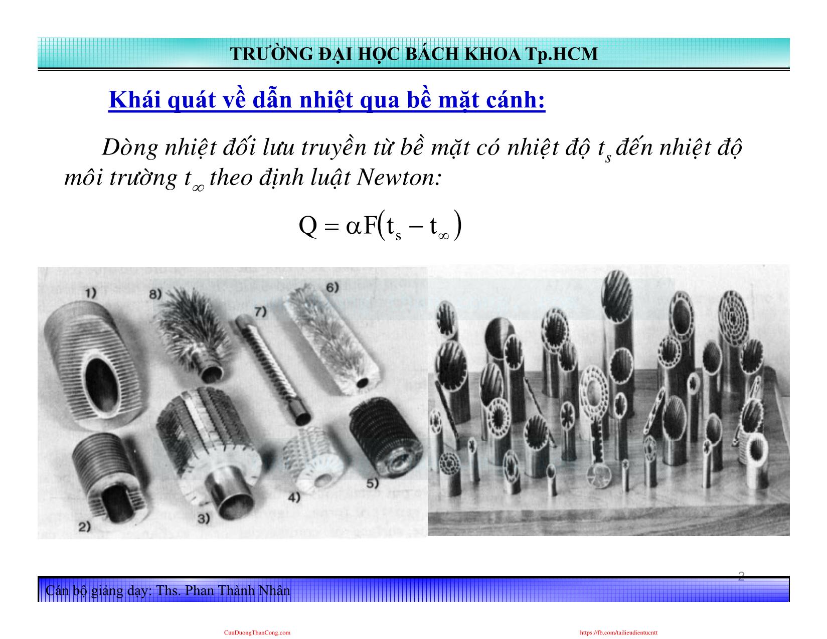 Bài giảng Truyền nhiệt - Chương 3, Phần 2: Dẫn nhiệt qua thanh, cánh - Phan Thành Nhân trang 2