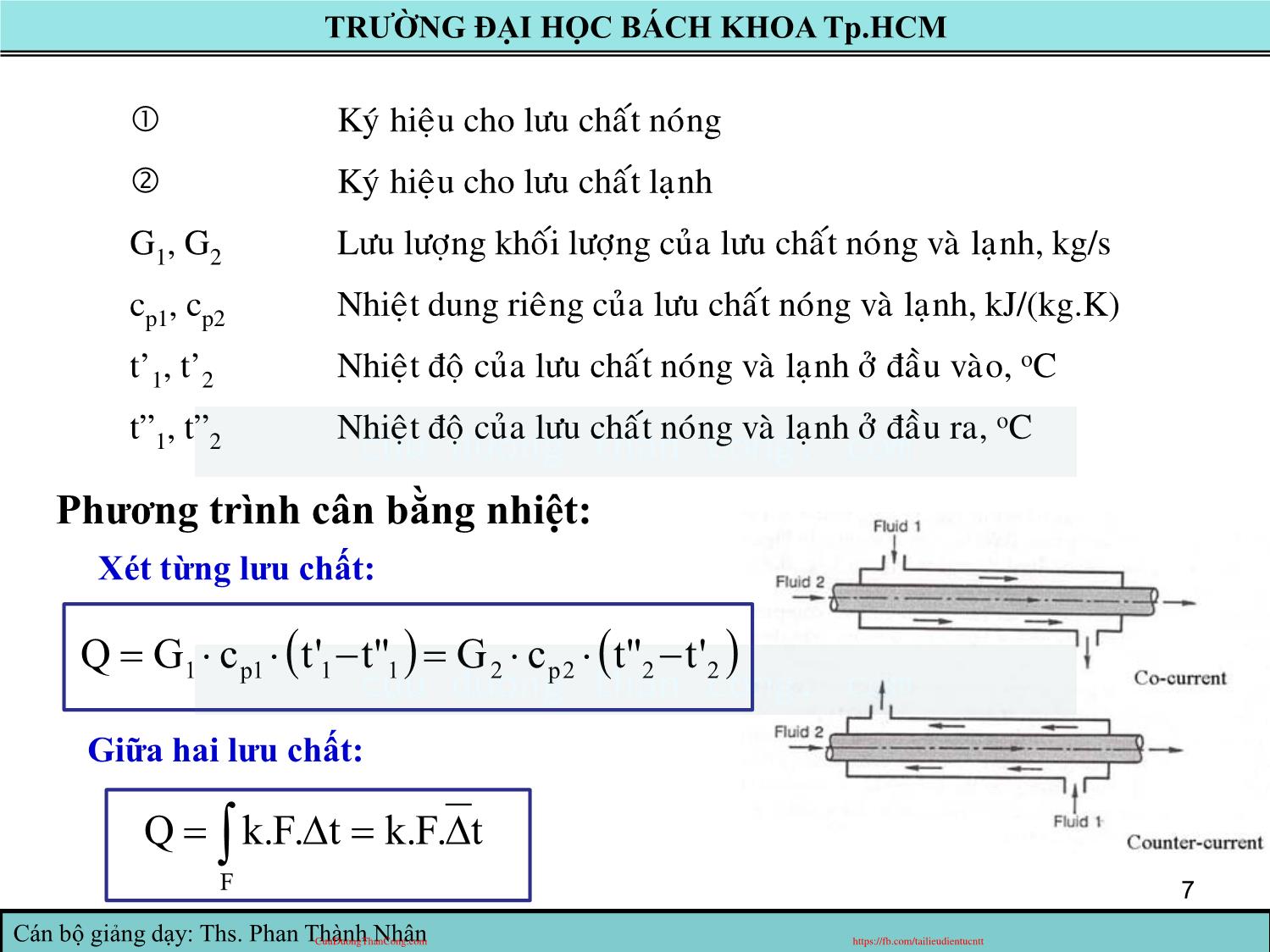 Bài giảng Truyền nhiệt - Chương 8: Thiết bị trao đổi nhiệt - Phan Thành Nhân trang 7