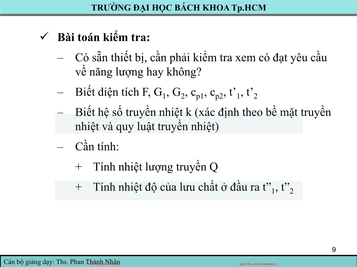 Bài giảng Truyền nhiệt - Chương 8: Thiết bị trao đổi nhiệt - Phan Thành Nhân trang 9