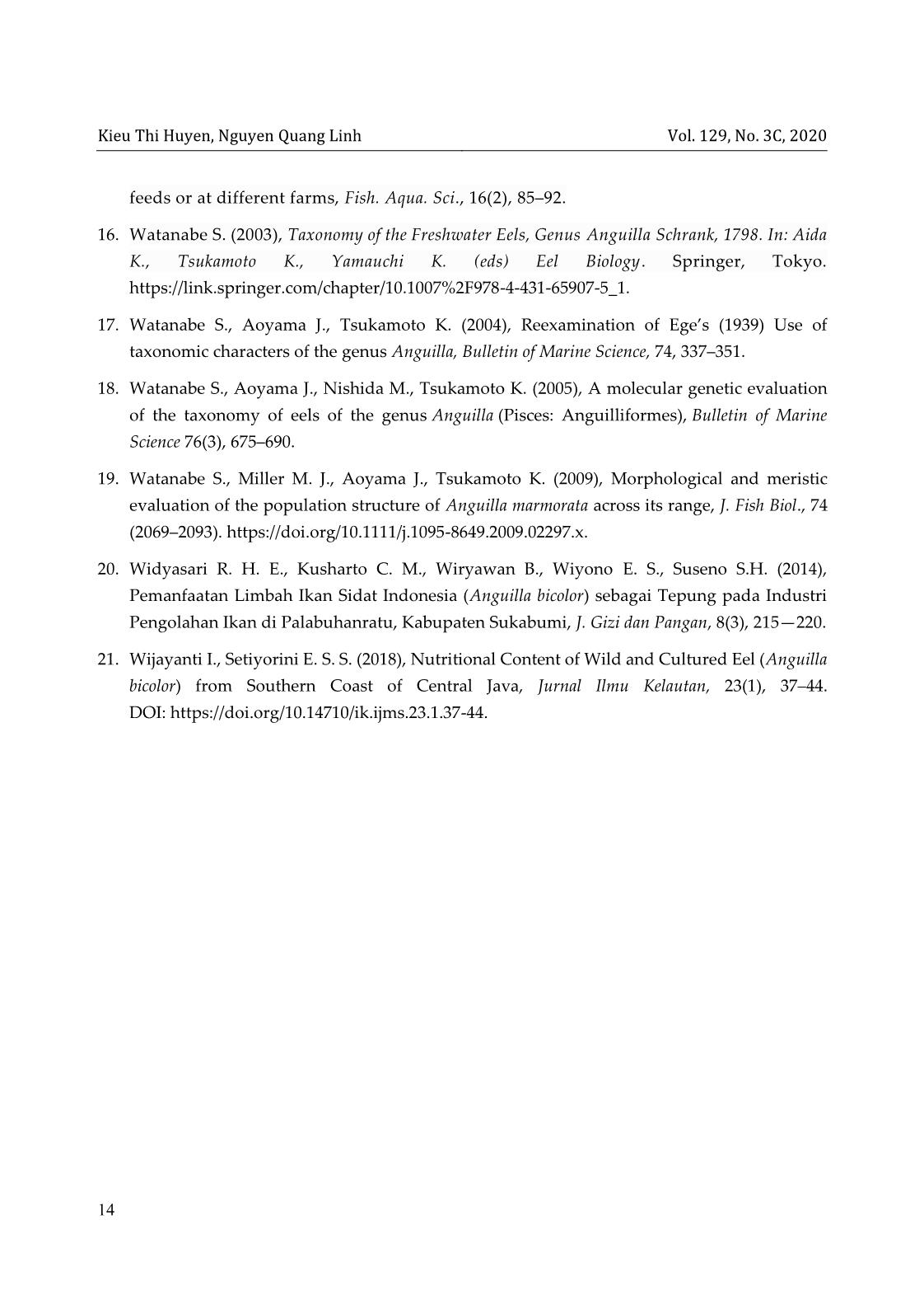 Nutritional composition and lipid content of skin and muscle of wild giant mottle eels anguilla marmorata in Thua Thien Hue, Vietnam trang 10