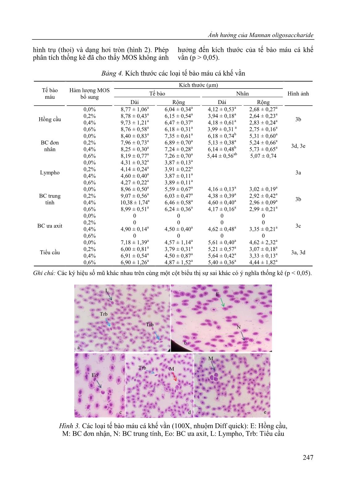 Effects of dietary Mannan oligosaccharide (MOS) on grown, survival rate, intestinal morphology and blood cell count of the golden trevally fish (Gnathanodon specious) trang 7