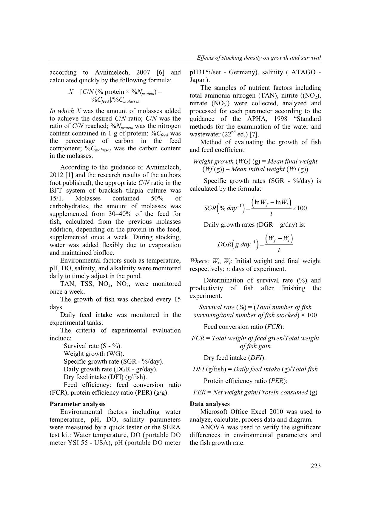 Effects of stocking density on growth and survival of tilapia cultured in biofloc technology system in brackish water trang 3