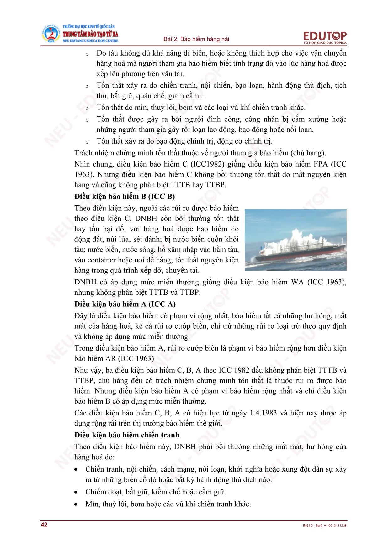 Bài giảng Bảo hiểm thương mại - Bài 2, Phần 2: Bảo hiểm hàng hải - Nguyễn Thị Lệ Huyền trang 10