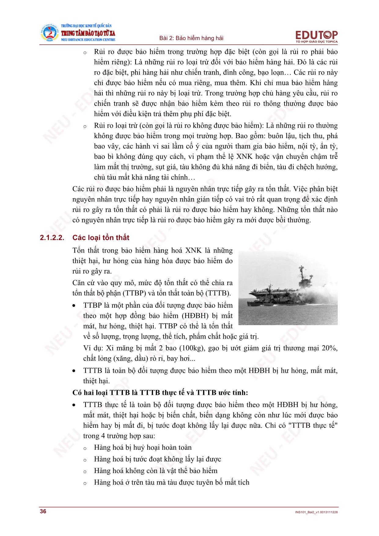 Bài giảng Bảo hiểm thương mại - Bài 2, Phần 2: Bảo hiểm hàng hải - Nguyễn Thị Lệ Huyền trang 4