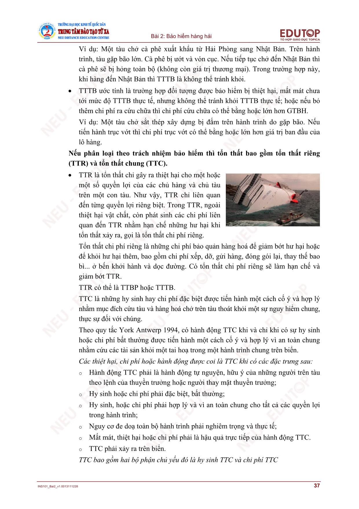 Bài giảng Bảo hiểm thương mại - Bài 2, Phần 2: Bảo hiểm hàng hải - Nguyễn Thị Lệ Huyền trang 5