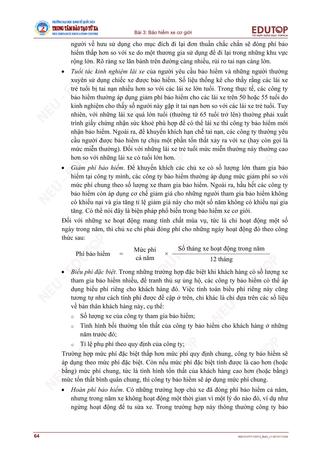 Bài giảng Bảo hiểm thương mại - Bài 3, Phần 2: Bảo hiểm xe cơ giới - Nguyễn Thị Lệ Huyền trang 10