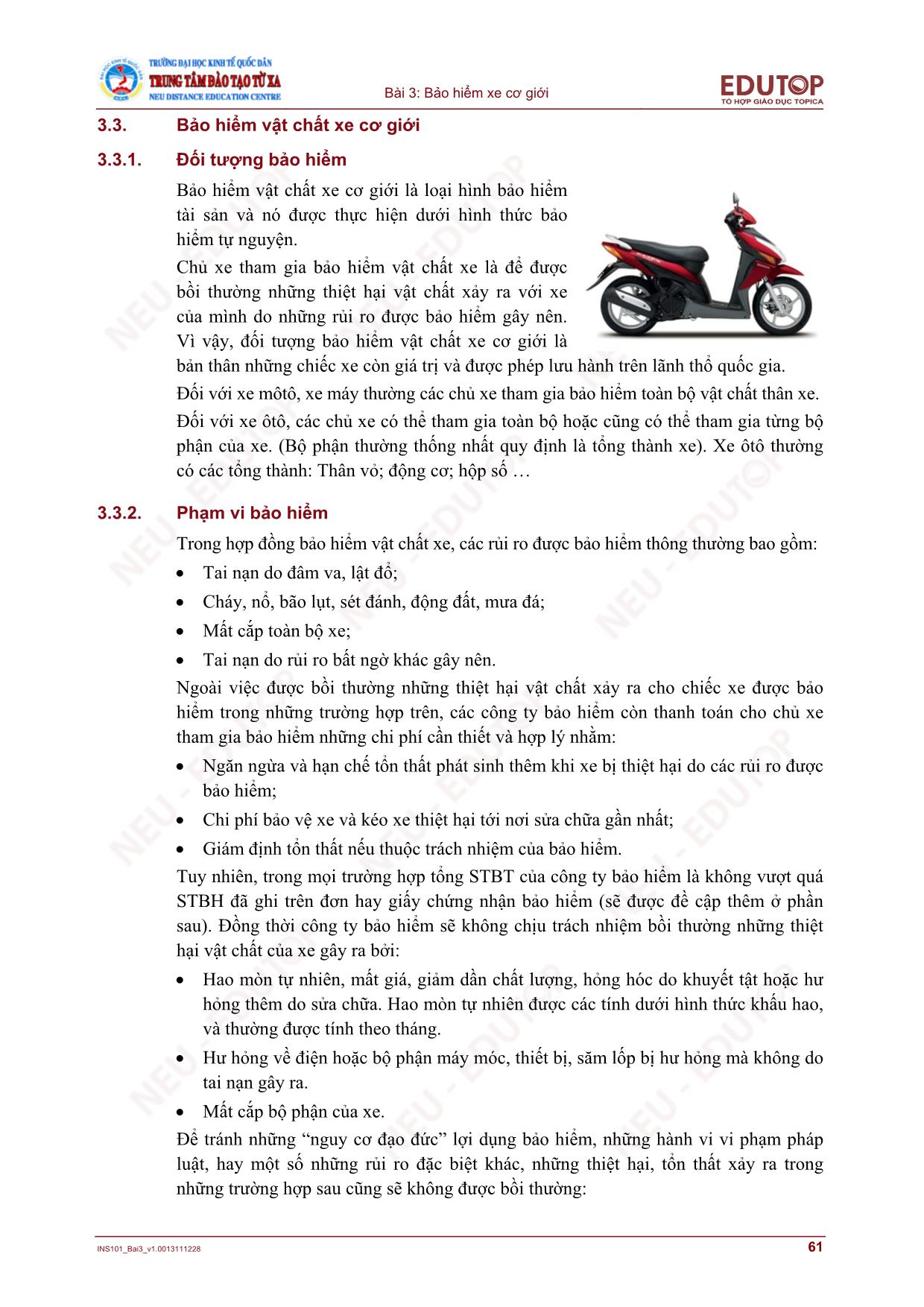 Bài giảng Bảo hiểm thương mại - Bài 3, Phần 2: Bảo hiểm xe cơ giới - Nguyễn Thị Lệ Huyền trang 7