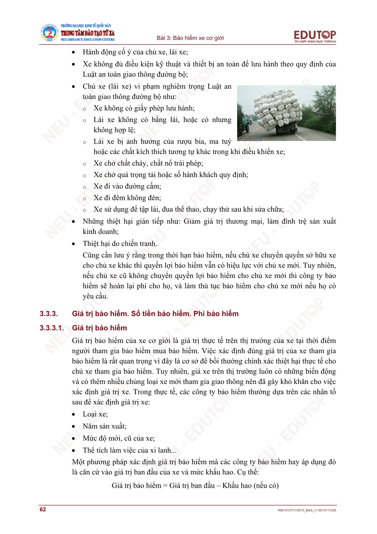 Bài giảng Bảo hiểm thương mại - Bài 3, Phần 2: Bảo hiểm xe cơ giới - Nguyễn Thị Lệ Huyền trang 8