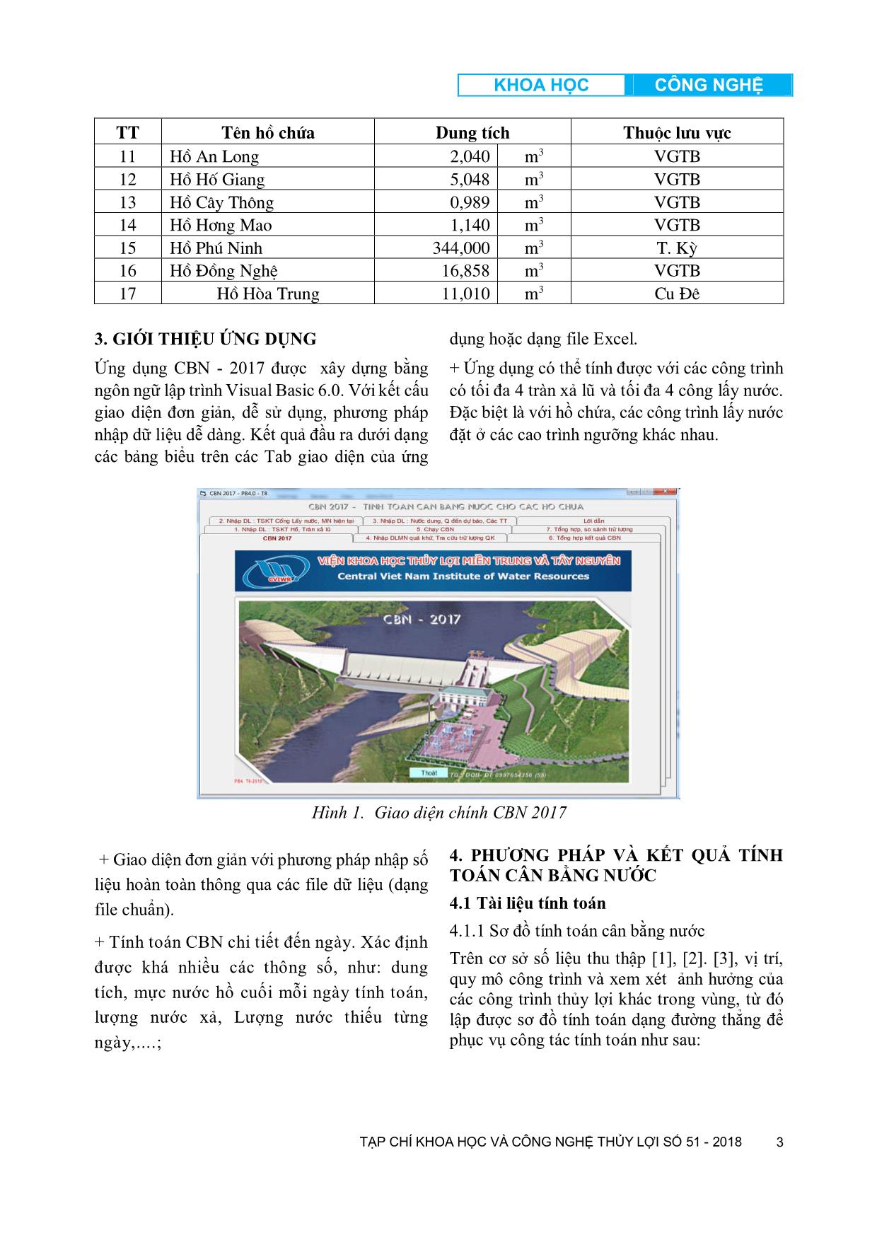 Kết quả nghiên cưu xây dựng bộ công cụ tính toán cân bằng nước cho các hồ chứa phục vụ công tác chỉ đạo, điều hành sản xuất nông nghiệp thuộc lưu vực sông Vu Gia Thu Bồn trang 3
