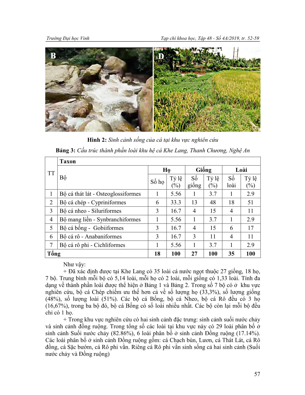 Dẫn liệu về thành phần loài cá ở Khe Lang, huyện Thanh Chương, tỉnh Nghệ An trang 6
