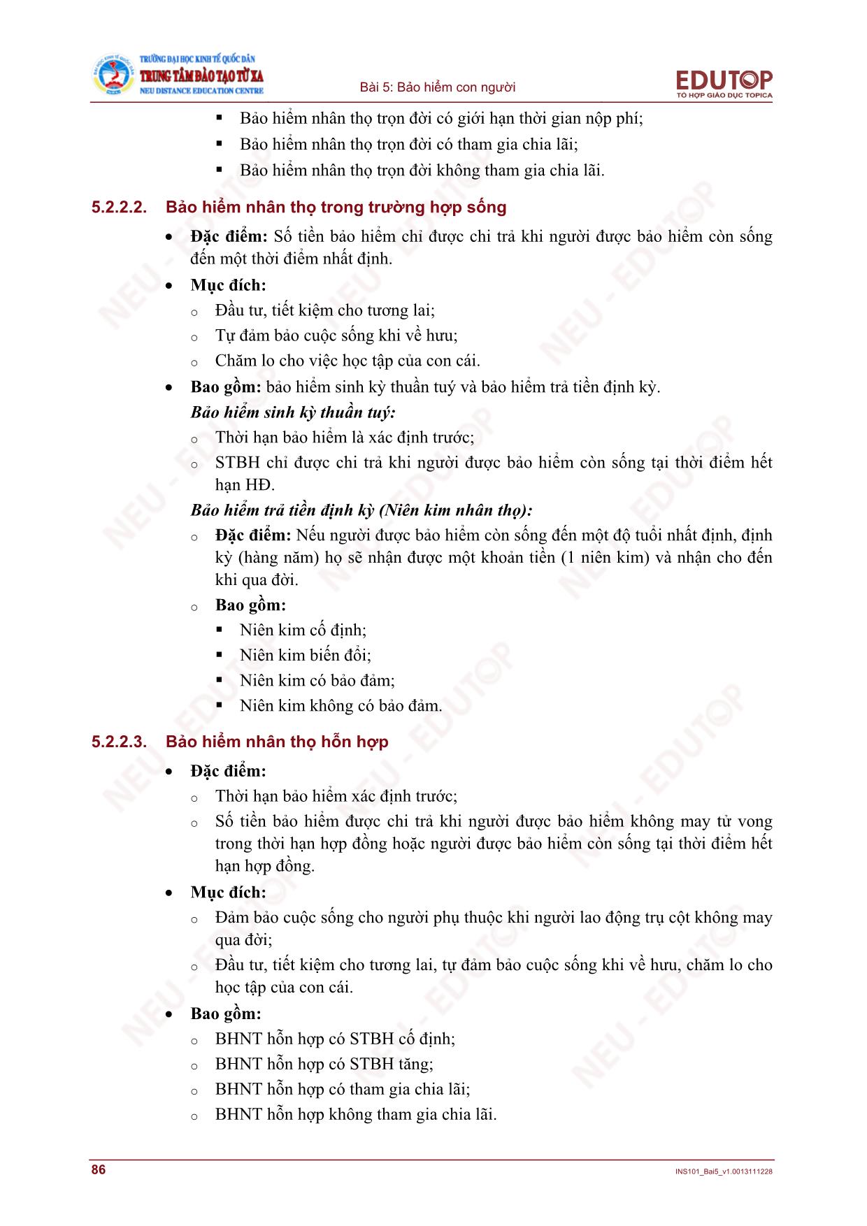 Bài giảng Bảo hiểm thương mại - Bài 5, Phần 2: Bảo hiểm con người - Nguyễn Thị Lệ Huyền trang 6