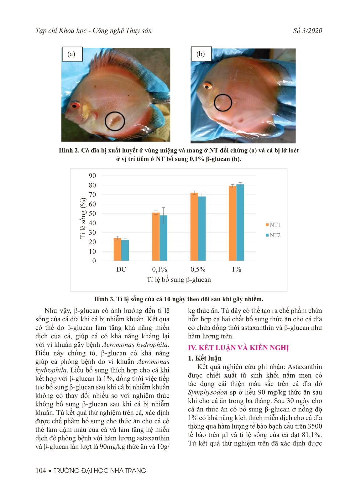 Nghiên cứu ảnh hưởng của việc bổ sung Astaxanthin và β-glucan được chiết xuất từ sinh khối nấm men Rhodospridium sp. vào thức ăn cho cá dĩa đỏ Symphysodon sp trang 7