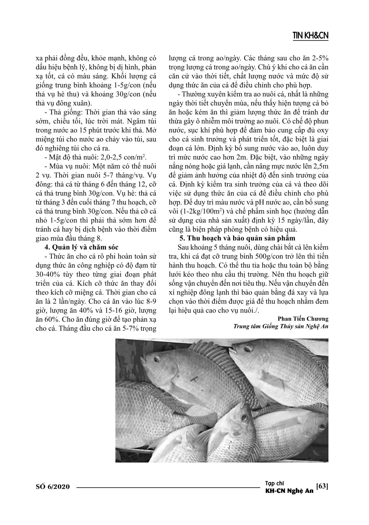 Quy trình nuôi thương phẩm cá rô phi lai xa dòng Israel tại Nghệ An trang 2