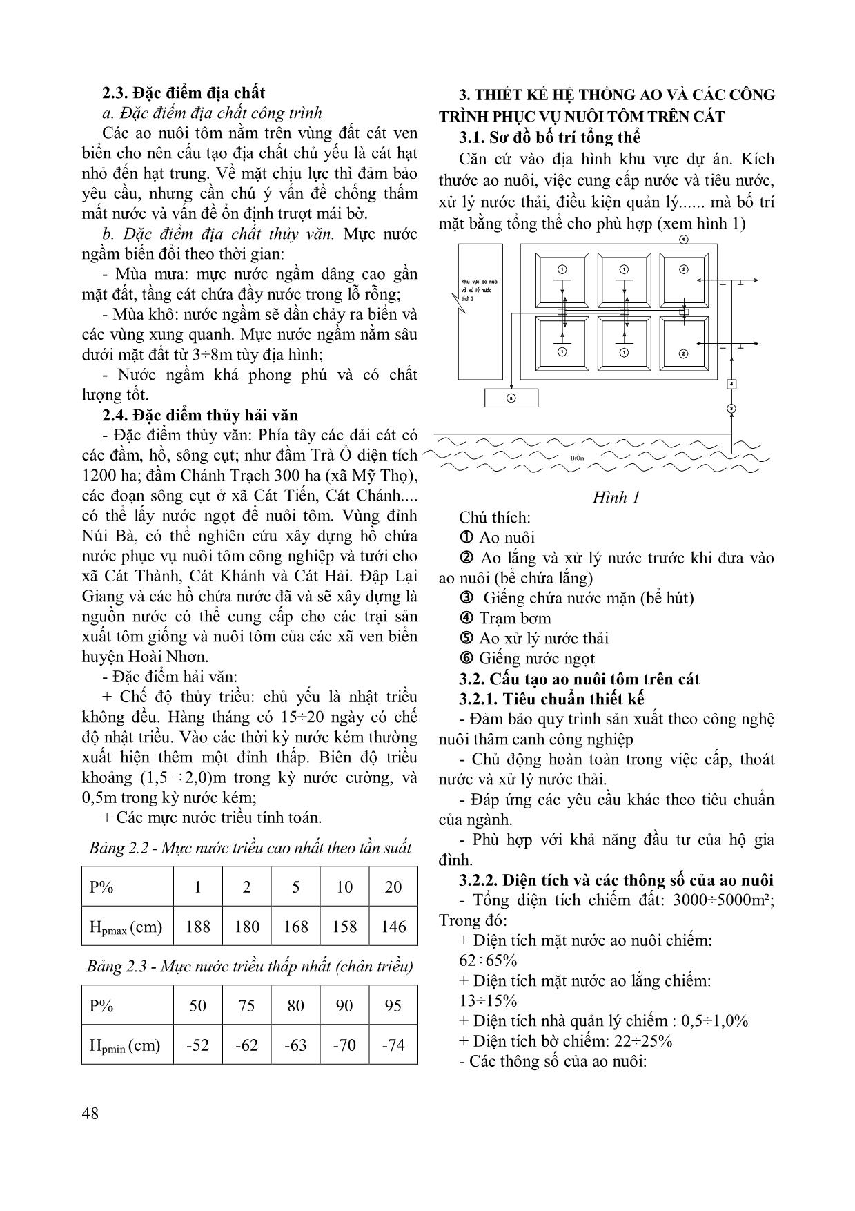 Một số vấn đề về thiết kế hệ thống ao nuôi tôm trên cát gắn với xử lý môi trường tại tỉnh Bình Định trang 2