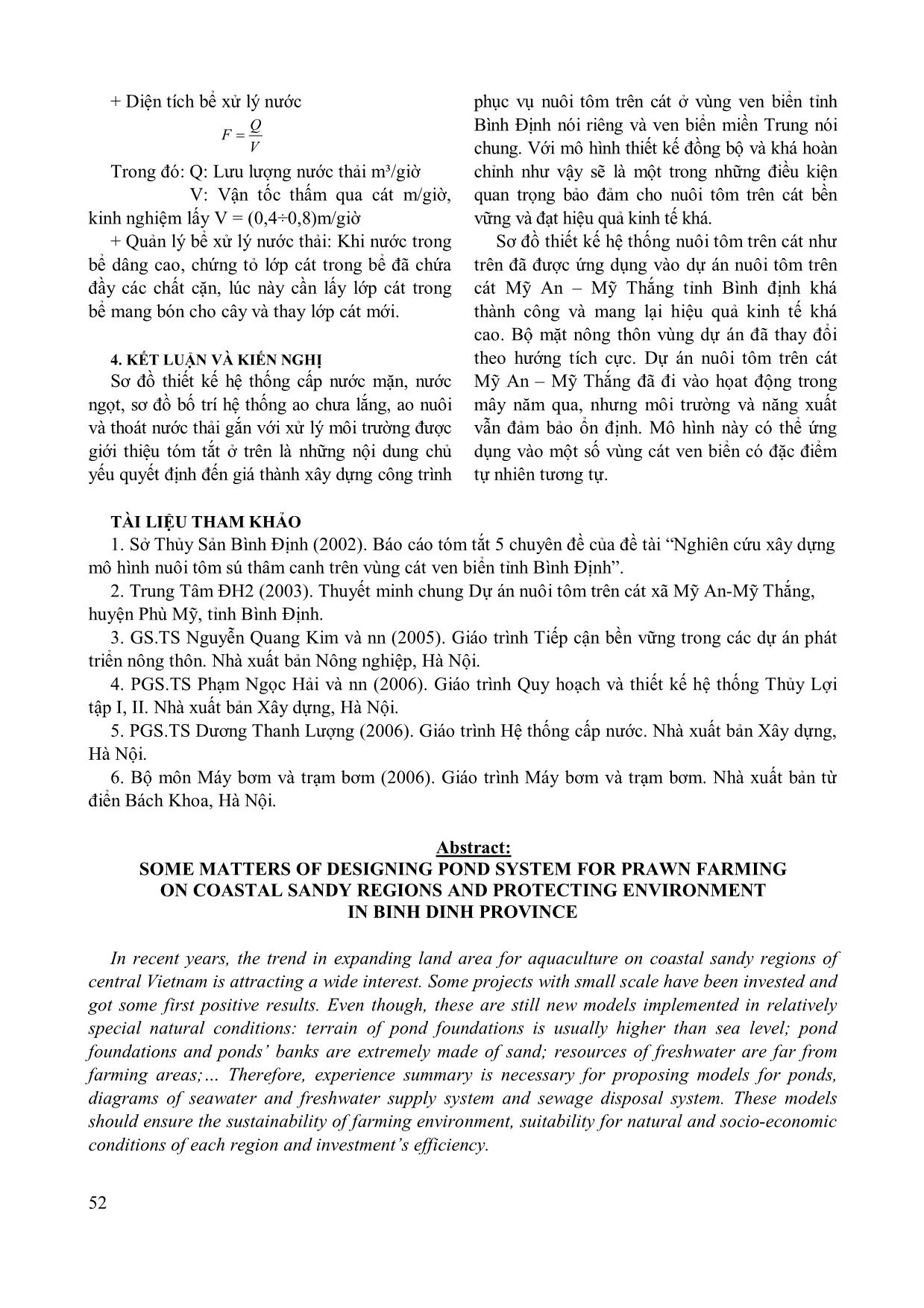 Một số vấn đề về thiết kế hệ thống ao nuôi tôm trên cát gắn với xử lý môi trường tại tỉnh Bình Định trang 6