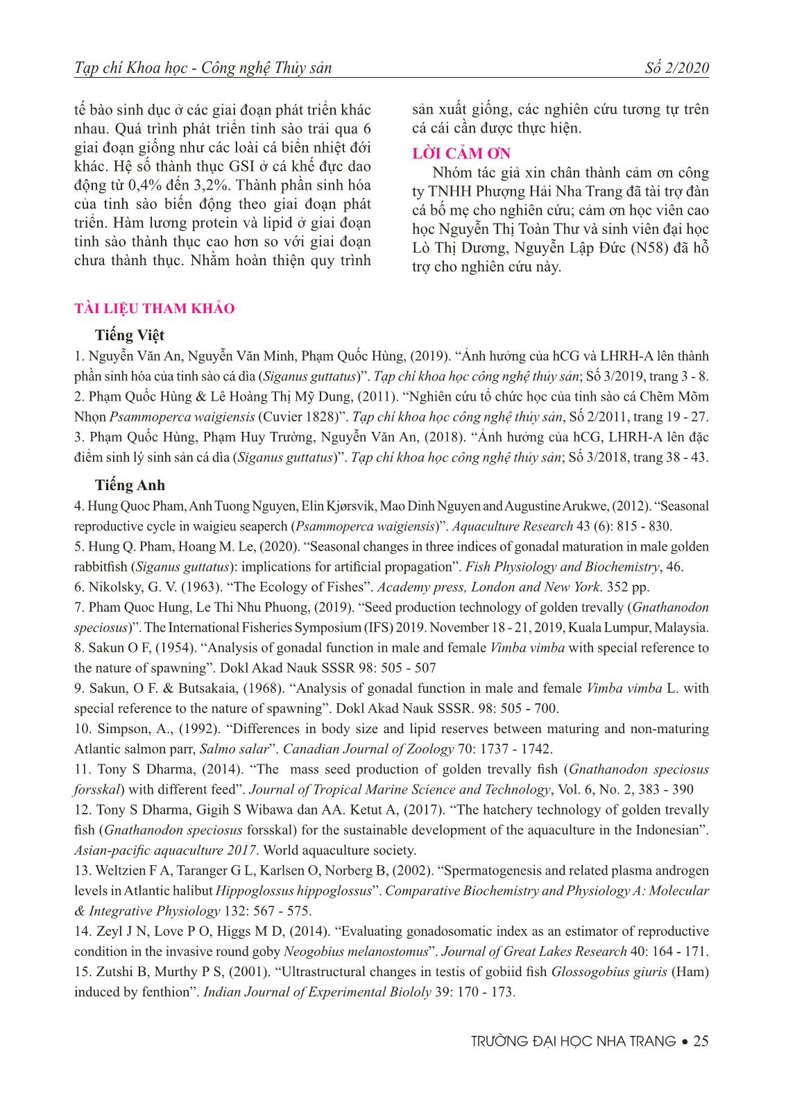 Nghiên cứu đặc điểm sinh học tinh sào cá khế vằn (Gnathanodon speciosus) trang 7