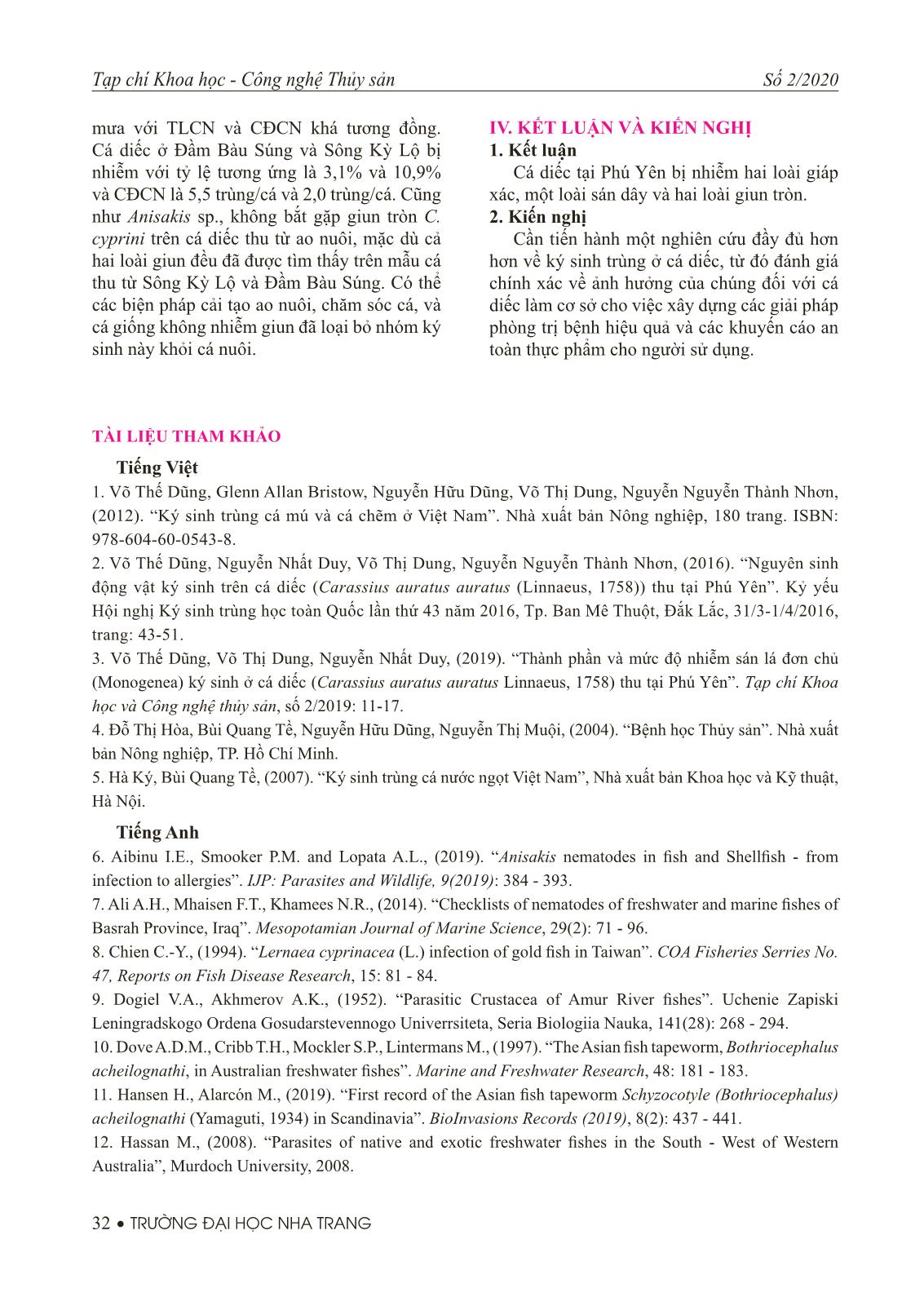 Giáp xác, sán dây và giun tròn ký sinh ở cá diếc (Carassius auratus auratus (Linnaeus, 1758)) thu tại Phú Yên trang 7