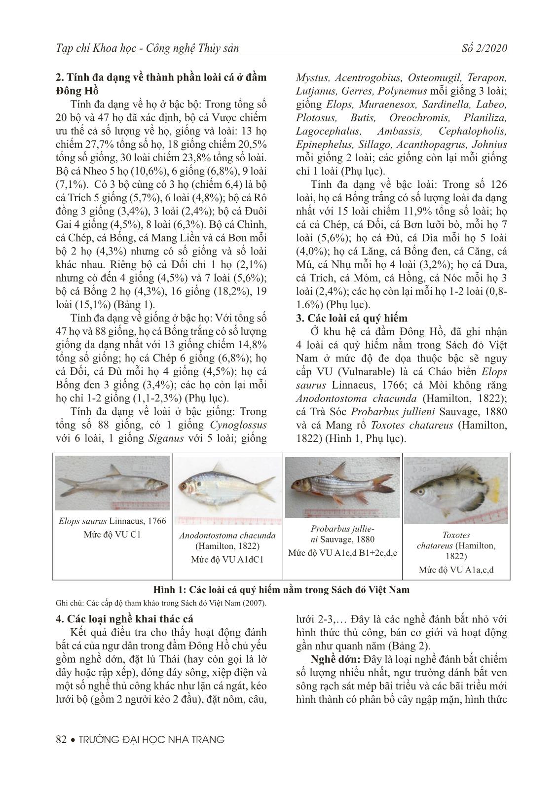 Thành phần loài và các loại nghề khai thác cá ở đầm Đông Hồ, Hà Tiên tỉnh Kiên Giang trang 4
