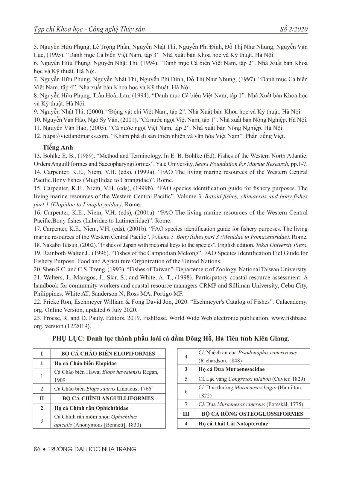 Thành phần loài và các loại nghề khai thác cá ở đầm Đông Hồ, Hà Tiên tỉnh Kiên Giang trang 8